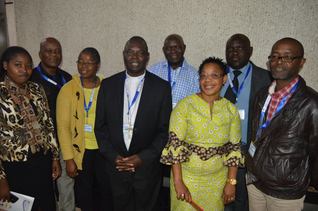 Bishop Rudolf Nyandoro flanked by Catholic Commission for Justice and Peace Diocesan Coordinators during the Religious Leaders Supporting the Zimbabwe Peace Process Conference.